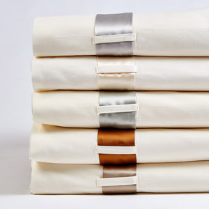 Product with title Cotton-Sheet-Set-With-Silk-Bands - SSCSCK-IVO