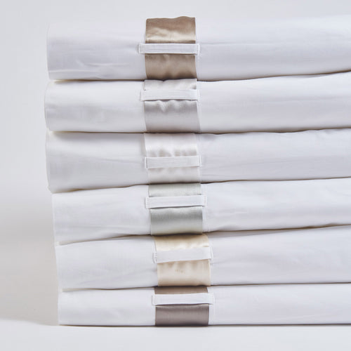 Product with title Cotton Sheet Set With Silk Bands - SSCSCK-WHI